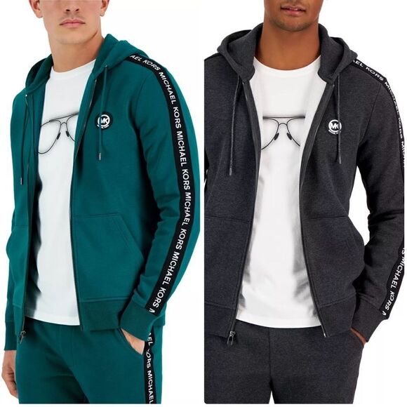 MICHAEL KORS Men's LOGO Tape FLEECE Hoodie L - Picture 5 of 7